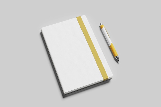 Modello di quaderno e penna vuoti