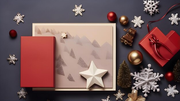 Modello di regali di Natale con decorazioni