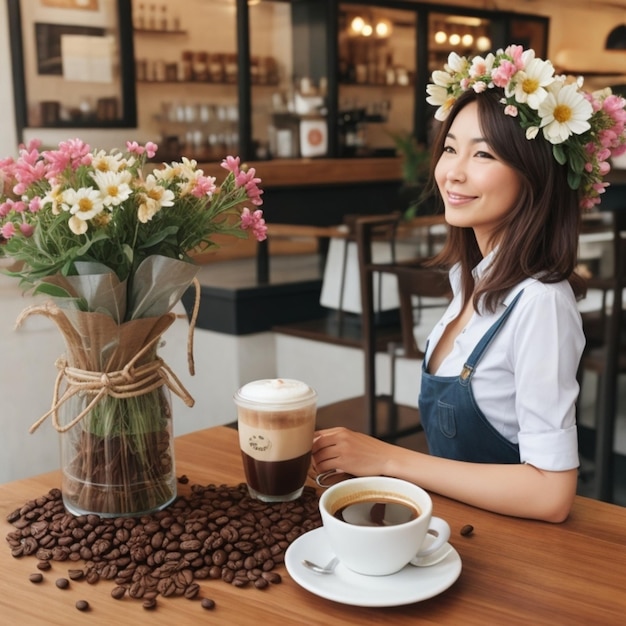 modello di saluto con caffè