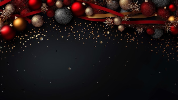Modello di scheda cornice bordo di Natale con il concetto di sfondo scuro