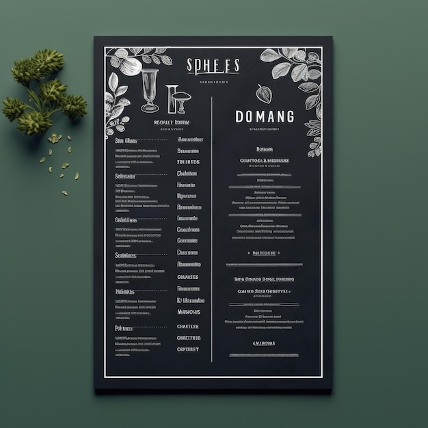 modello di scheda del menu del ristorante