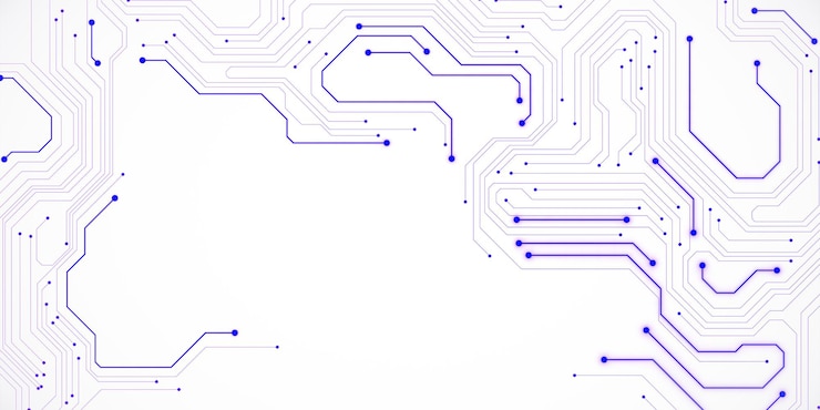 Foto modello di scheda di circuito astratto con linee blu su sfondo bianco rendering 3d