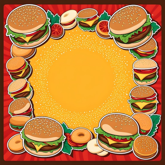 modello di scheda vettoriale con decorazione di hamburger
