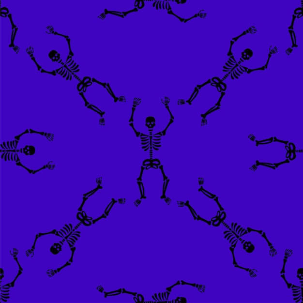 Modello di scheletri su sfondo viola