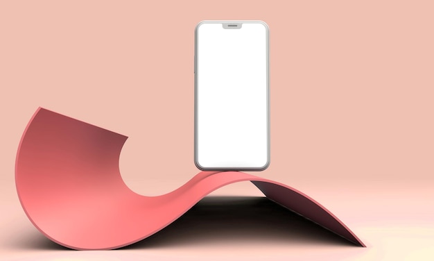 Modello di schermo vuoto per smartphone moderno Rendering 3D di scena mockup alla moda