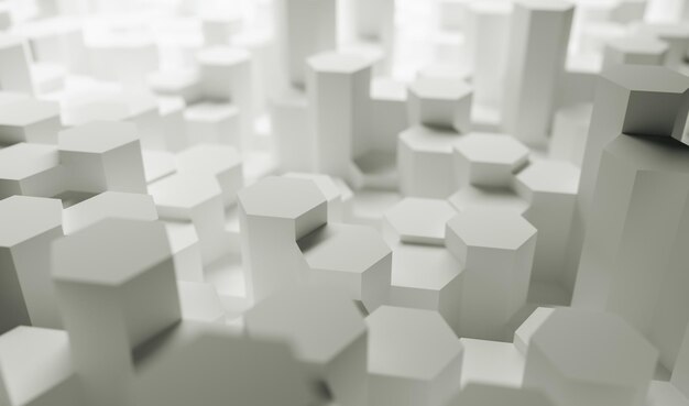 modello di sfondo bianco esagoni astratti, immagine di concetto di gioco - rendering 3D - illustrazione