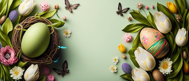 Modello di sfondo del poster di Pasqua con AI generativa di Pasqua