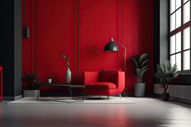 Modello di sfondo interno moderno rosso di una casa