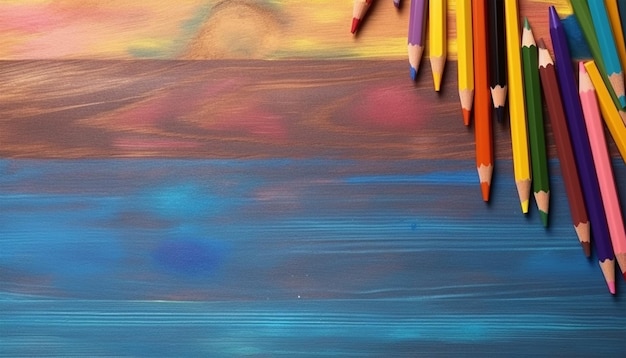 Modello di sfondo matite colorate con spazio di copia