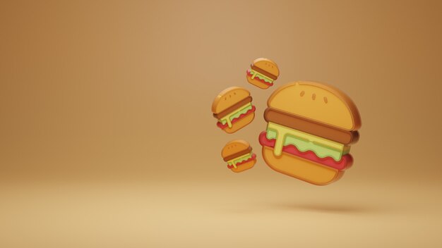 Modello di sfondo per hamburger di cibo 3D