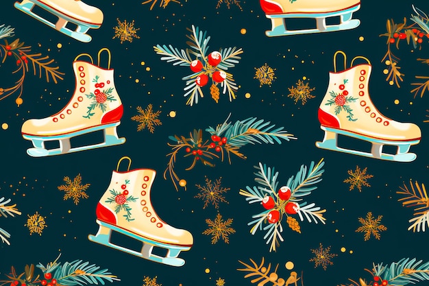 Modello di skate di Natale di Capodanno Sfondo sfondo AI generato