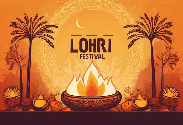 modello di striscione orizzontale disegnato a mano per il festival di lohri