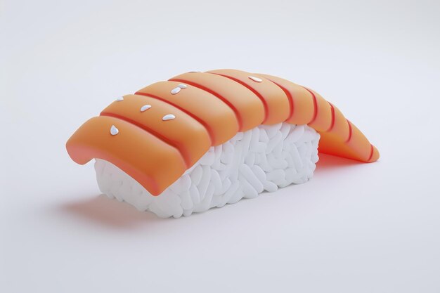 modello di sushi in miniatura 3D su sfondo bianco