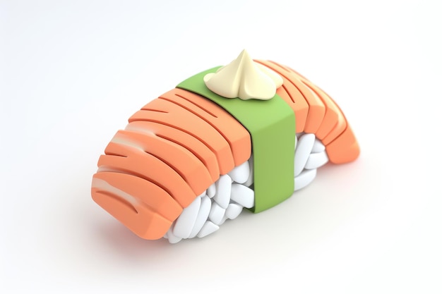 modello di sushi in miniatura 3D su sfondo bianco
