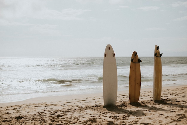 Modello di tavola da surf sulla spiaggia