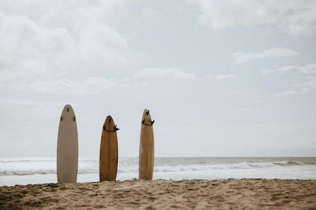 Modello di tavola da surf sulla spiaggia