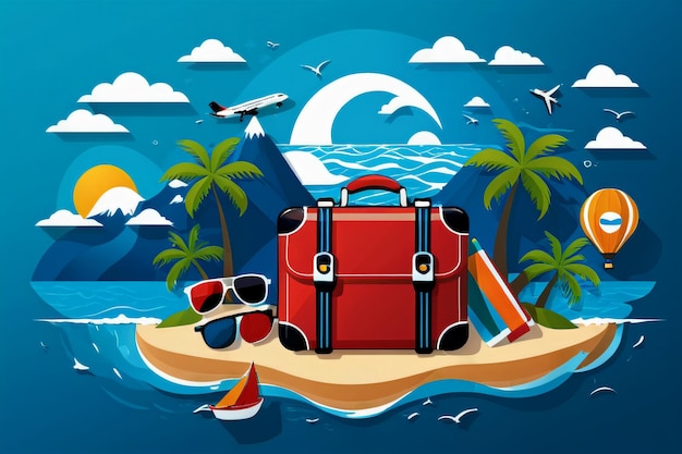 modello di tour di vacanza di viaggio con illustrazione di cartoni animati