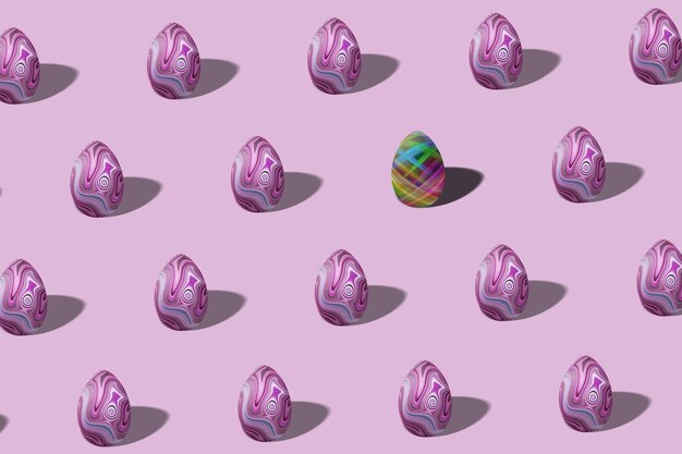 Modello di uovo di Pasqua pastello realizzato, uovo in stile alla moda, concetto di Pasqua minimo