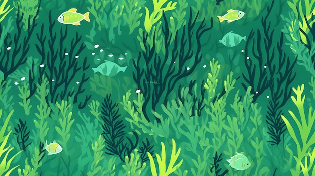 modello di vita oceanica sottomarina con uno sfondo verde schiuma marina