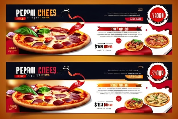 Modello di volantino del buono regalo del ristorante con deliziosa pizza al formaggio pepperoni