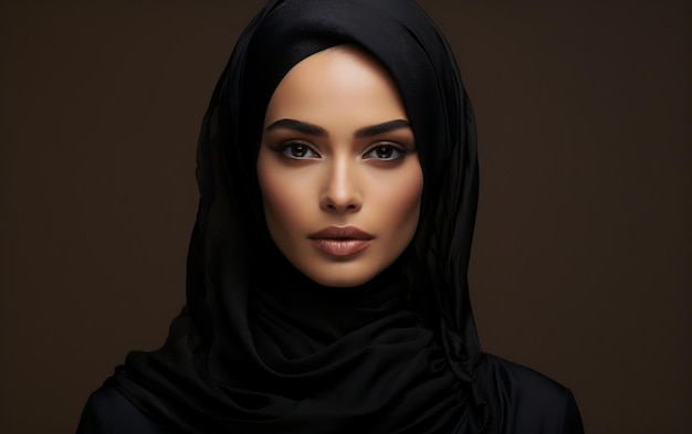 Modello donna con hijab nero AI