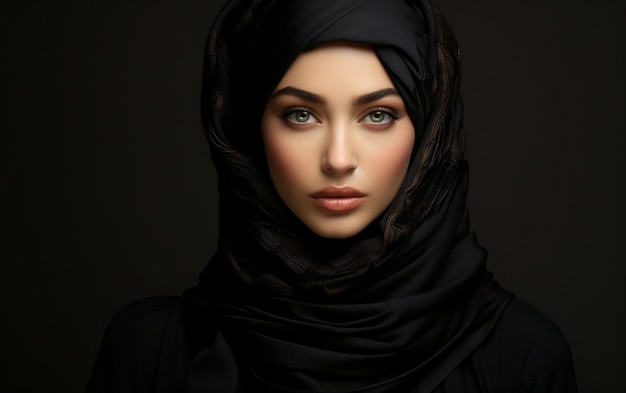 Modello donna con hijab nero AI