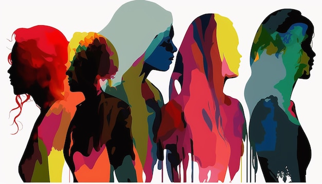 Modello donne diverse nazionalità illustrazione, Giornata internazionale della donna, Generative ai