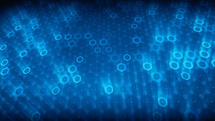 Foto modello esagonale della futura tecnologia digitale