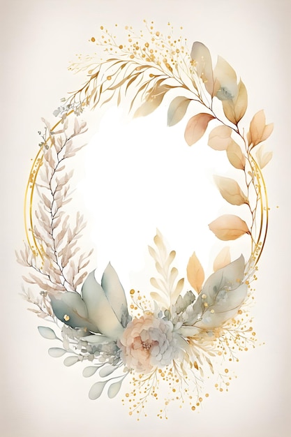 Modello floreale della corona dell'acquerello botanico