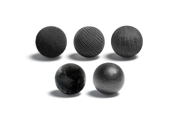 Modello in velluto di tela lavorata a maglia in vimini nero e palla in pelle Modello in lana derma velour glob mock up