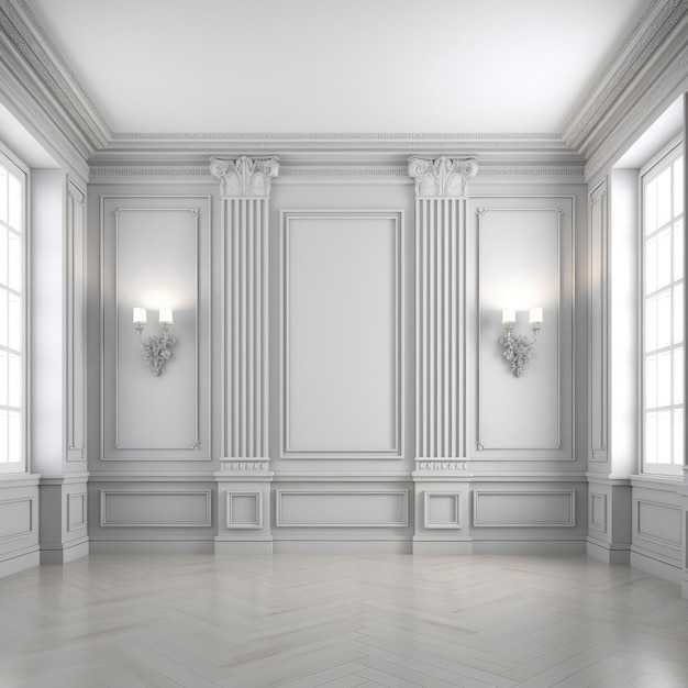 Modello interno classico con parete bianca