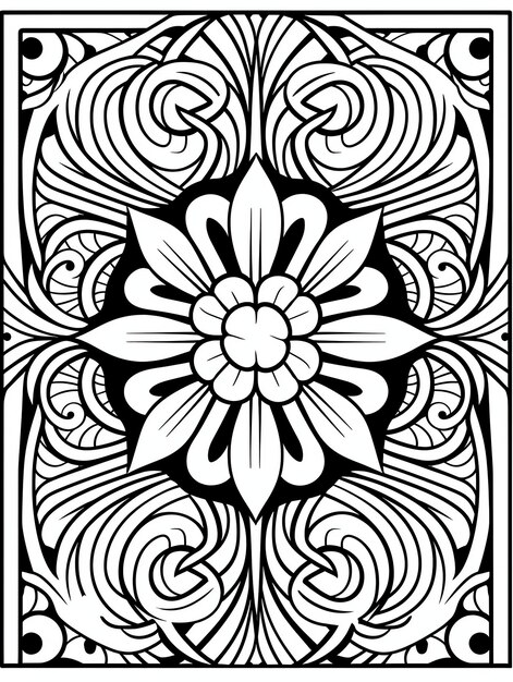 modello mandala Mindful Patterns Pagina del libro da colorare Mandala in bianco e nero per adulti