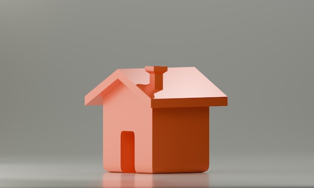 Modello minimalista di casa arancione su uno sfondo chiaro per il design moderno
