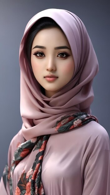 Modello musulmano con trucco coreano
