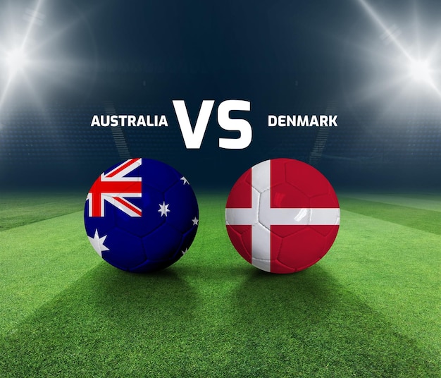 Modello per la giornata di calcio Australia vs Danimarca Modello per la giornata della partita