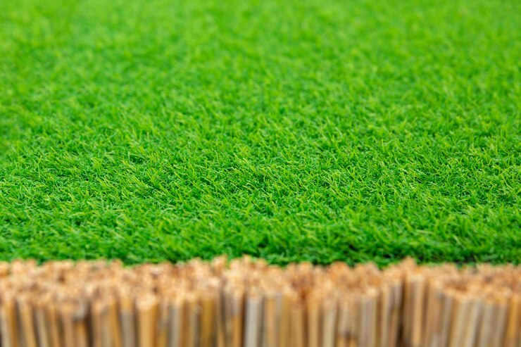 Modello per posizionare prodotti o testo. Sfondo o sfondo. Erba del prato verde