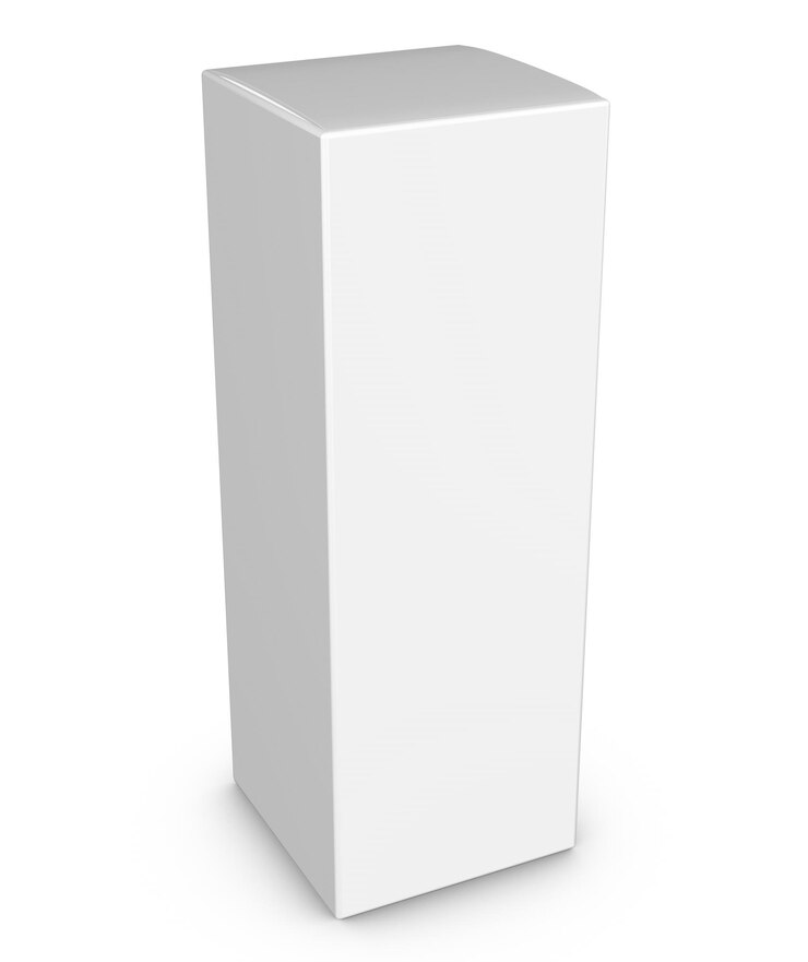 Foto modello realistico di simulazione della scatola 3d su sfondo bianco rendering 3d