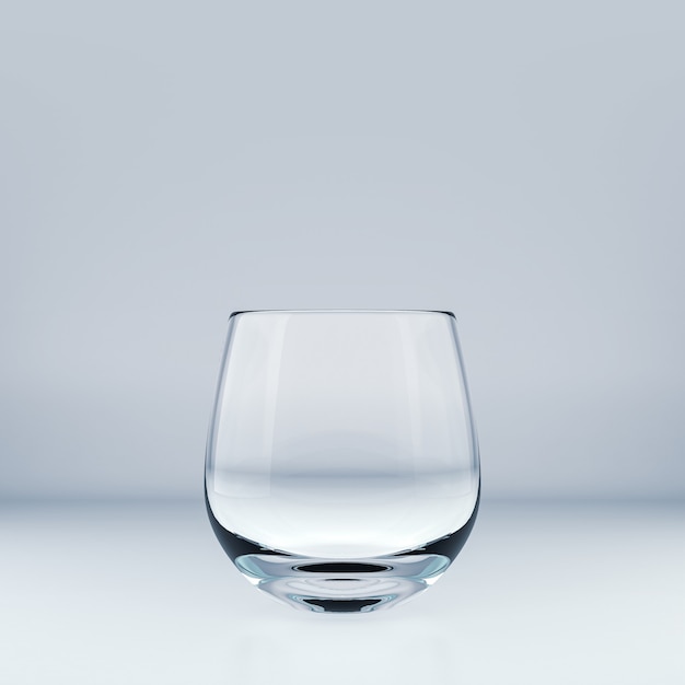 Modello realistico di un bicchiere trasparente vuoto. illustrazione 3D.