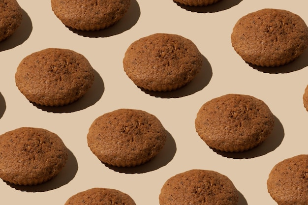 Modello rotondo di biscotti di farina d'avena fatti in casa