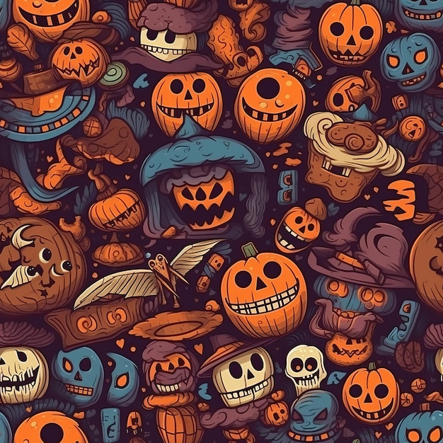 Modello senza cuciture a tema autunno e Halloween con la generazione di fantasmi AI