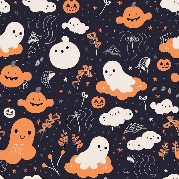 Modello senza cuciture a tema autunno e Halloween con la generazione di fantasmi AI