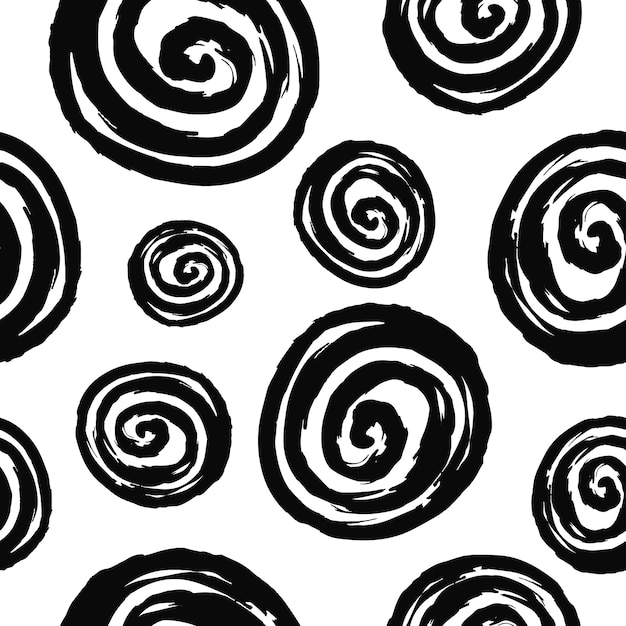 Modello senza cuciture astratto con forma a spirale rotonda disegnata a mano