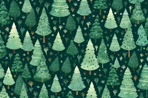 Modello senza cuciture con alberi di Natale Illustrazione ad acquerello