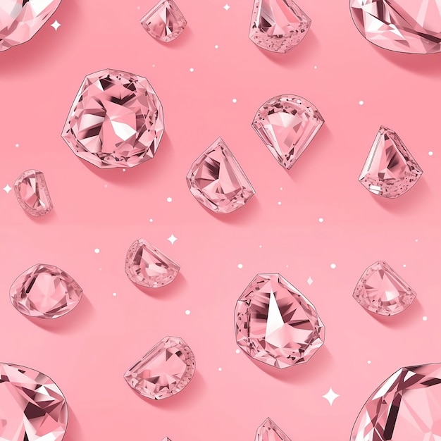 Modello senza cuciture con diamanti sullo sfondo rosa