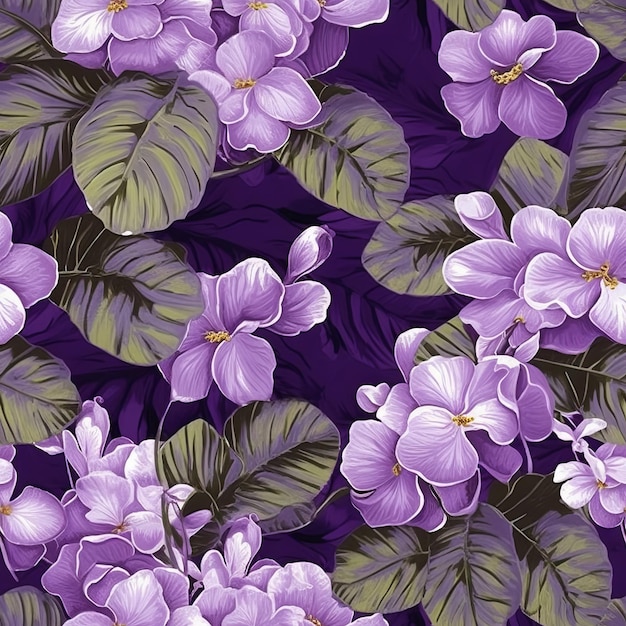 Modello senza cuciture con fiori viola su sfondo viola.