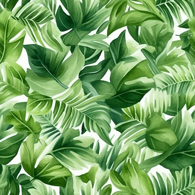 Modello senza cuciture con foglie tropicali su sfondo bianco