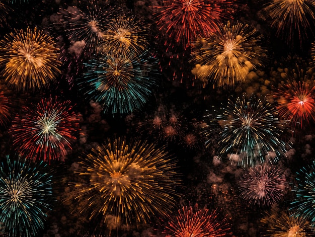 Modello senza cuciture con fuochi d'artificio Holliday celebrazione illustrazione carta da parati disegno di sfondo AI generativa