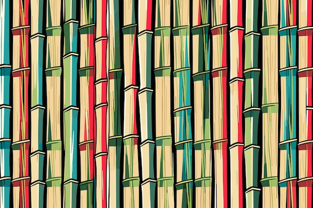 Modello senza cuciture con libri multicolori di bambù Illustrazione vettoriale