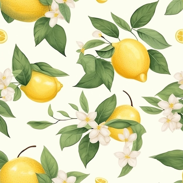 Modello senza cuciture con limoni e fiori