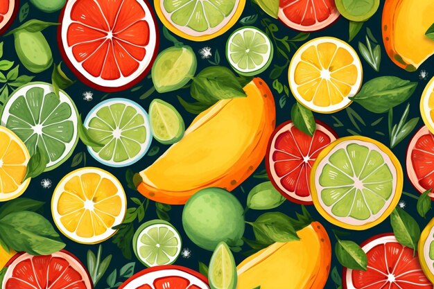 Modello senza cuciture con limoni e pompelmi Illustrazione vettoriale